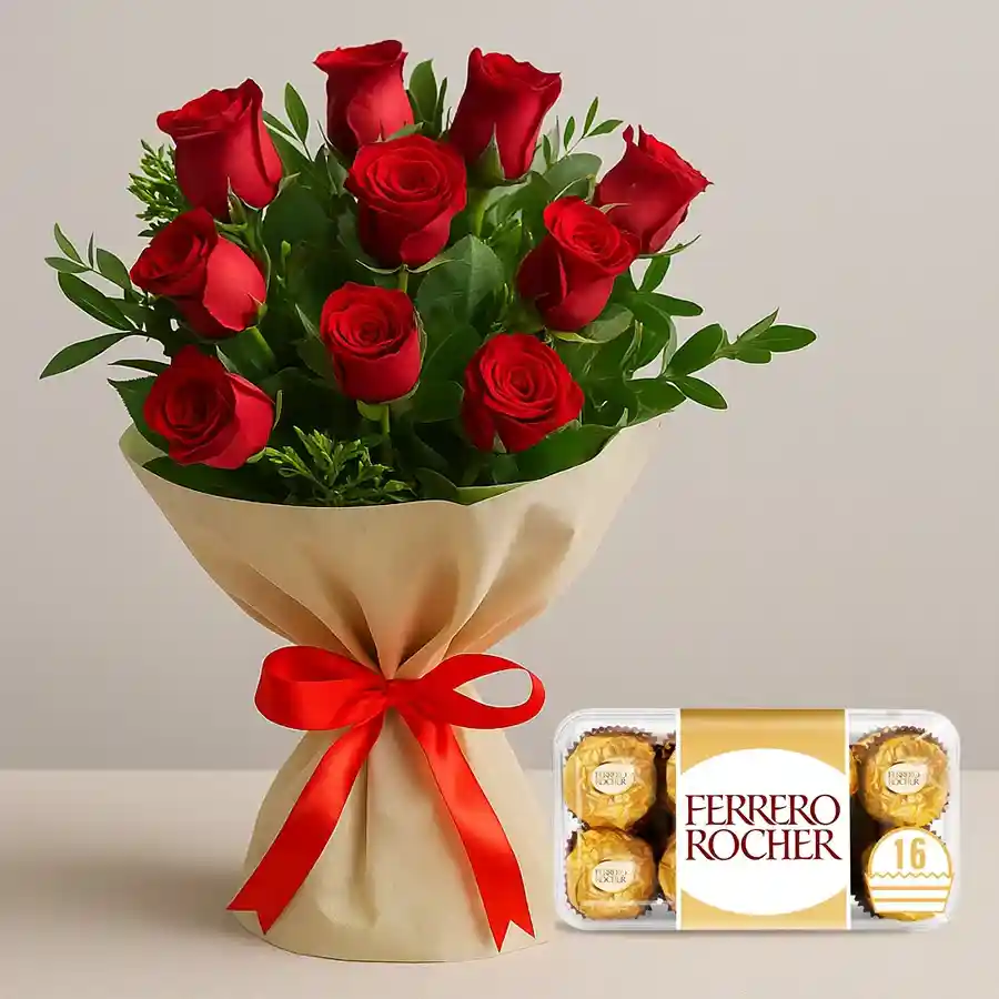 10 China Roses & 16 Ferrero