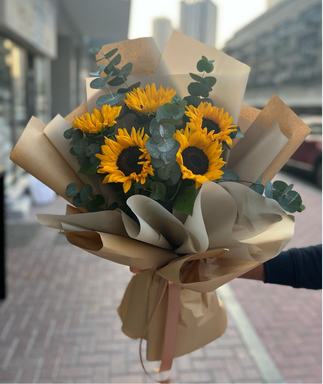 5 Sunflower & Eucalyptus Bouquet
