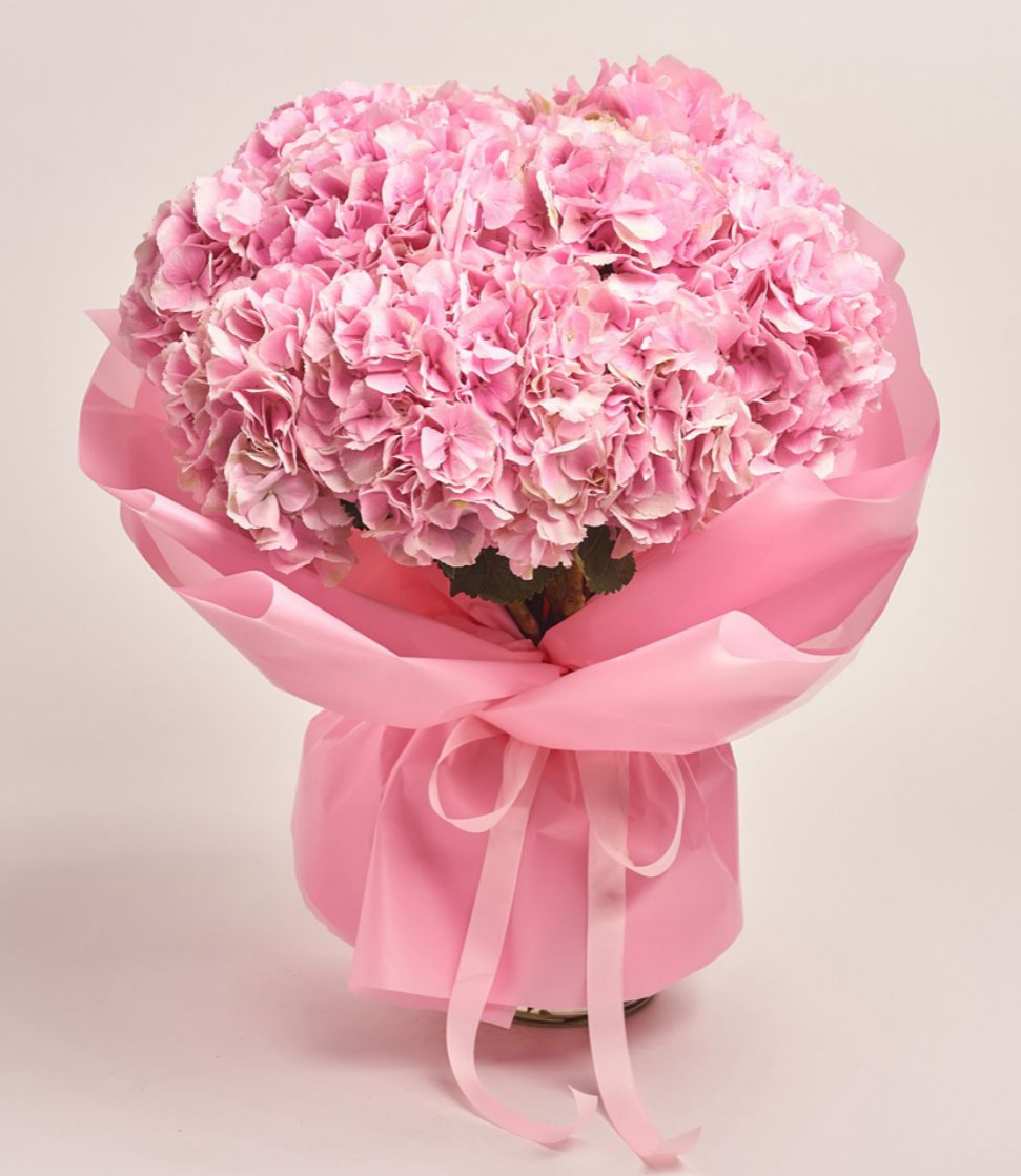 6 Pink Hydrangea Bouquet